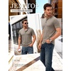 JEMITOP Mens Stretch Henley Slim Fit T-Shirt Summer Casual 3 Buttons Short Sleeve Tee Shirts(Khaki)