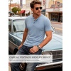 JEMITOP Mens Stretch Henley Slim Fit T-Shirt Summer Casual 3 Buttons Short Sleeve Tee Shirts(Light Blue)