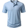 JEMITOP Mens Stretch Henley Slim Fit T-Shirt Summer Casual 3 Buttons Short Sleeve Tee Shirts(Light Blue)