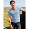 JEMITOP Mens Stretch Henley Slim Fit T-Shirt Summer Casual 3 Buttons Short Sleeve Tee Shirts(Light Blue)