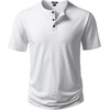 JEMITOP Mens Stretch Henley Slim Fit T-Shirt Summer Casual 3 Buttons Short Sleeve Tee Shirts(White)