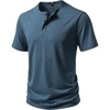 JEMITOP Mens Stretch Henley Slim Fit T-Shirt Summer Casual 3 Buttons Short Sleeve Tee Shirts(Denim Blue)
