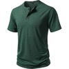 JEMITOP Mens Stretch Henley Slim Fit T-Shirt Summer Casual 3 Buttons Short Sleeve Tee Shirts(Green)