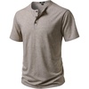 JEMITOP Mens Stretch Henley Slim Fit T-Shirt Summer Casual 3 Buttons Short Sleeve Tee Shirts(Khaki)