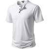 JEMITOP Mens Stretch Henley Slim Fit T-Shirt Summer Casual 3 Buttons Short Sleeve Tee Shirts(White)