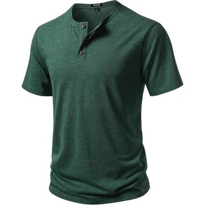 JEMITOP Mens Stretch Henley Slim Fit T-Shirt Summer Casual 3 Buttons Short Sleeve Tee Shirts(Green)