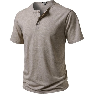 JEMITOP Mens Stretch Henley Slim Fit T-Shirt Summer Casual 3 Buttons Short Sleeve Tee Shirts(Khaki)