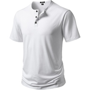 JEMITOP Mens Stretch Henley Slim Fit T-Shirt Summer Casual 3 Buttons Short Sleeve Tee Shirts(White)