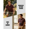JEMITOP Mens Stretch Henley Shirts Casual Short Sleeve Slim Fit 3-Button T-Shirts(Burgundy)