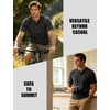 JEMITOP Mens Stretch Henley Shirts Casual Short Sleeve Slim Fit 3-Button T-Shirts(Charcoal Grey)