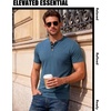 JEMITOP Mens Stretch Henley Shirts Casual Short Sleeve Slim Fit 3-Button T-Shirts(Dark Blue)
