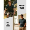 JEMITOP Mens Stretch Henley Shirts Casual Short Sleeve Slim Fit 3-Button T-Shirts(Dark Green)