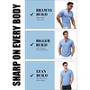 JEMITOP Mens Stretch Henley Shirts Casual Short Sleeve Slim Fit 3-Button T-Shirts(Light Blue)