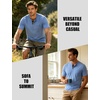 JEMITOP Mens Stretch Henley Shirts Casual Short Sleeve Slim Fit 3-Button T-Shirts(Light Blue)