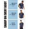 JEMITOP Mens Stretch Henley Shirts Casual Short Sleeve Slim Fit 3-Button T-Shirts(Navy Blue)
