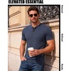 JEMITOP Mens Stretch Henley Shirts Casual Short Sleeve Slim Fit 3-Button T-Shirts(Navy Blue)