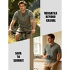JEMITOP Mens Stretch Henley Shirts Casual Short Sleeve Slim Fit 3-Button T-Shirts(Sage Green)