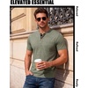 JEMITOP Mens Stretch Henley Shirts Casual Short Sleeve Slim Fit 3-Button T-Shirts(Sage Green)