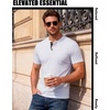JEMITOP Mens Stretch Henley Shirts Casual Short Sleeve Slim Fit 3-Button T-Shirts(White)