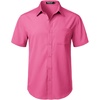 JEMITOP Men’s Stretch Wrinkle Free Short Sleeve Texture Shirt Lightweight Summer Button Down Shirts for Beach Vacation(Hot Pink)