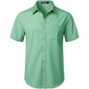 JEMITOP Men’s Stretch Wrinkle Free Short Sleeve Texture Shirt Lightweight Summer Button Down Shirts for Beach Vacation(Mint Green)