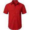JEMITOP Men’s Stretch Wrinkle Free Short Sleeve Texture Shirt Lightweight Summer Button Down Shirts for Beach Vacation(Red)