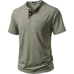 JEMITOP Mens Stretch Henley Shirts Casual Short Sleeve Slim Fit 3-Button T-Shirts(Sage Green)