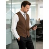 JEMITOP Men’s Lightweight Texture Slim Fit Dress Vest Wedding Formal Vintage Tuxedo Suit Vest with Pocket(Brown)