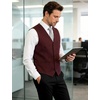 JEMITOP Men’s Lightweight Texture Slim Fit Dress Vest Wedding Formal Vintage Tuxedo Suit Vest with Pocket(Burgundy)