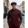 JEMITOP Men’s Lightweight Texture Slim Fit Dress Vest Wedding Formal Vintage Tuxedo Suit Vest with Pocket(Burgundy)