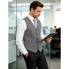 JEMITOP Men’s Lightweight Texture Slim Fit Dress Vest Wedding Formal Vintage Tuxedo Suit Vest with Pocket(Grey)