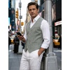 JEMITOP Men’s Lightweight Texture Slim Fit Dress Vest Wedding Formal Vintage Tuxedo Suit Vest with Pocket(Light Green)