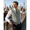 JEMITOP Men’s Lightweight Texture Slim Fit Dress Vest Wedding Formal Vintage Tuxedo Suit Vest with Pocket(Light Green)