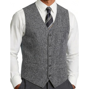 JEMITOP Men’s Lightweight Texture Slim Fit Dress Vest Wedding Formal Vintage Tuxedo Suit Vest with Pocket(Grey)