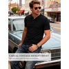 JEMITOP Mens Stretch Henley T-Shirt Summer Casual 3 Buttons Short Sleeve Tee Shirts(Black)