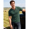 JEMITOP Mens Stretch Henley T-Shirt Summer Casual 3 Buttons Short Sleeve Tee Shirts(Green)
