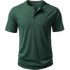 JEMITOP Mens Stretch Henley T-Shirt Summer Casual 3 Buttons Short Sleeve Tee Shirts(Green)
