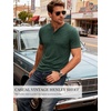 JEMITOP Mens Stretch Henley T-Shirt Summer Casual 3 Buttons Short Sleeve Tee Shirts(Green)