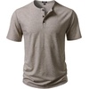 JEMITOP Mens Stretch Henley T-Shirt Summer Casual 3 Buttons Short Sleeve Tee Shirts(Khaki)