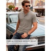 JEMITOP Mens Stretch Henley T-Shirt Summer Casual 3 Buttons Short Sleeve Tee Shirts(Khaki)