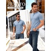 JEMITOP Mens Stretch Henley T-Shirt Summer Casual 3 Buttons Short Sleeve Tee Shirts(Light Blue)