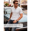JEMITOP Mens Stretch Henley T-Shirt Summer Casual 3 Buttons Short Sleeve Tee Shirts(White)