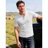 JEMITOP Mens Stretch Henley T-Shirt Summer Casual 3 Buttons Short Sleeve Tee Shirts(White)
