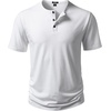 JEMITOP Mens Stretch Henley T-Shirt Summer Casual 3 Buttons Short Sleeve Tee Shirts(White)
