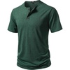 JEMITOP Mens Stretch Henley T-Shirt Summer Casual 3 Buttons Short Sleeve Tee Shirts(Green)