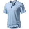 JEMITOP Mens Stretch Henley T-Shirt Summer Casual 3 Buttons Short Sleeve Tee Shirts(Light Blue)