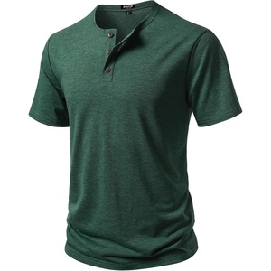 JEMITOP Mens Stretch Henley T-Shirt Summer Casual 3 Buttons Short Sleeve Tee Shirts(Green)