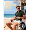 JEMITOP Men’s Linen-Like Soft Short Sleeve Button Down Shirts Lightweight Casual Summer Wedding Beach Vacation Shirt(Dark Green)