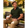 JEMITOP Men’s Linen-Like Soft Short Sleeve Button Down Shirts Lightweight Casual Summer Wedding Beach Vacation Shirt(Dark Green)