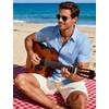 JEMITOP Men’s Linen-Like Soft Short Sleeve Button Down Shirts Lightweight Casual Summer Wedding Beach Vacation Shirt(Light Blue)